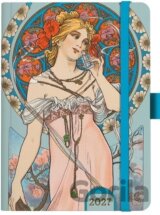 Týdenní diář 2027 A5 Alfons Mucha Modrý