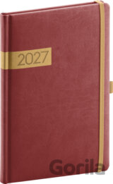 NOTIQUE Týždenný diár Twill 2027 (bordó-zlatý)