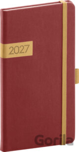 NOTIQUE Vreckový diár Twill 2027 (bordó-zlatý)