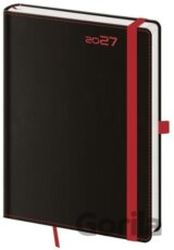 Denní diář 2027 A5 Black Red s poutkem