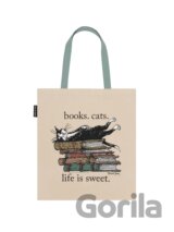 Books. Cats. Life is Sweet. Tote Bag