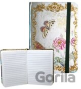 Zápisník s gumičkou 95x140 mm růže a motýli A