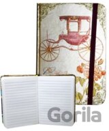 Zápisník s gumičkou 95x140 mm zlatý s kočárem  A
