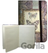 Zápisník s gumičkou A5 145x210 mm zlatý s 2 motýli D