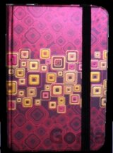 Zápisník s gumičkou 95x140 mm červenozlaté čtverce