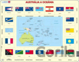 Puzzle MAXI - Mapa Austrálie a Oceánie + vlajky/35 dílků