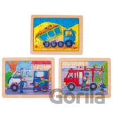 Puzzle drevené autá v práci