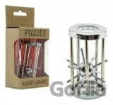 Hlavolam - ježek v kleci kovový chromovaný