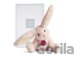 Plyšový zajačik s dlhými nohami Fluffy ružový v škatuľke - Histoire D´Ours