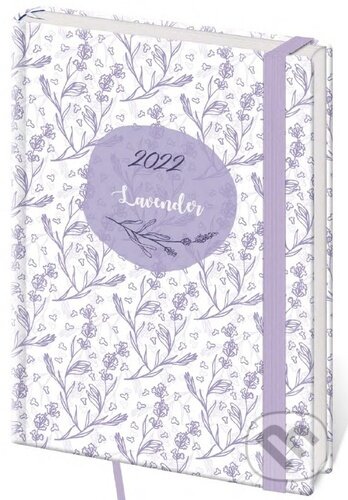 Diář 2022 B6 LYRA denní s gumičkou L230 Lavender, Stil calendars, 2021