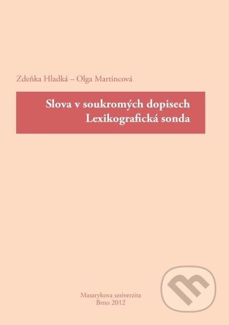 Slova v soukromých dopisech. Lexikografická sonda - Zdeňka Hladká, Muni Press, 2012