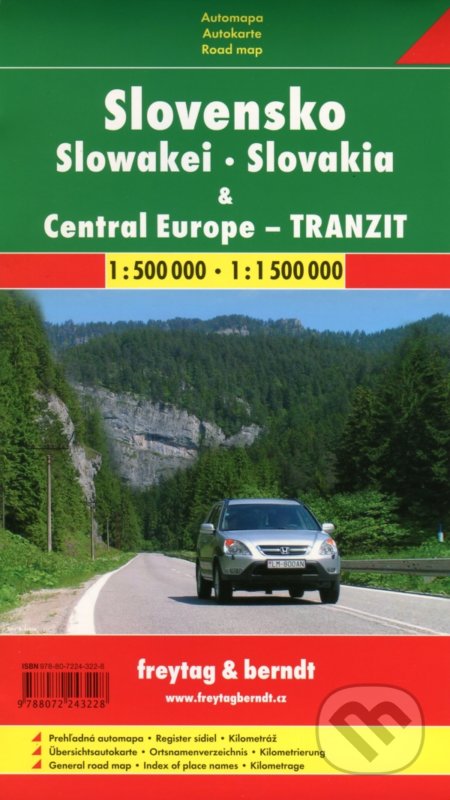 Slovensko, Central Europe - tranzit  1:500 000  1:1 500 000, freytag&berndt, 2017