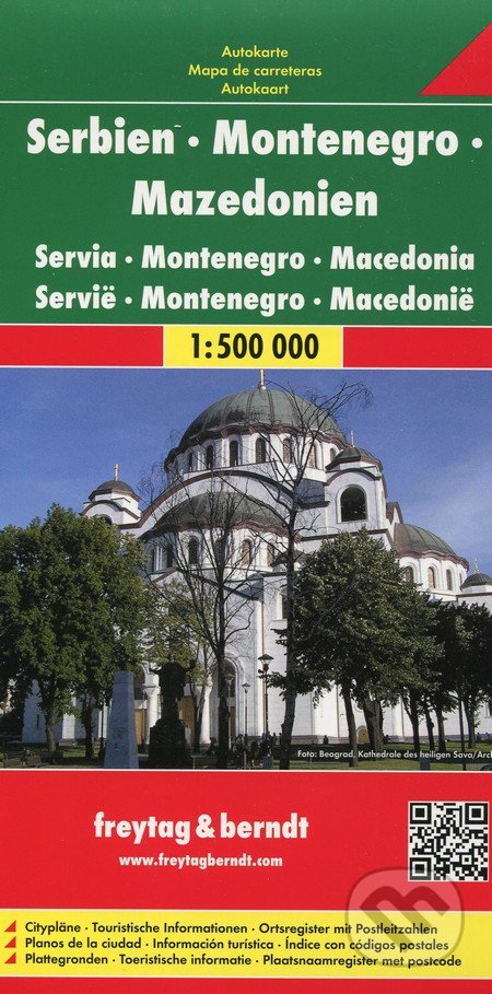 Serbien, Montenegro, Mazedonien 1:500 000, freytag&berndt, 2018