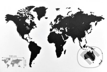 Luxusná drevená mapa sveta – čierna 156x90cm, Giftio, 2021