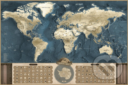 Stieracia mapa sveta Deluxe XL – coffee, Giftio, 2021