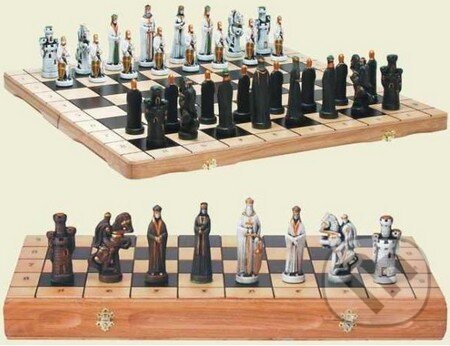 Šachy drevené Knight (keramické figúrky), 