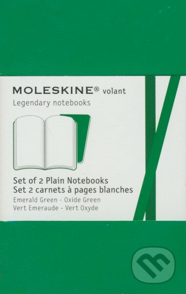 Moleskine - sada 2 vreckových čistých zápisníkov Volant (mäkká väzba) - zelený, Moleskine