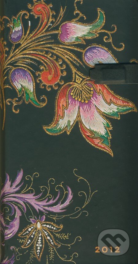 Paperblanks - Diár 2012 (týždenný, horizontálny) - Floral Cascade Ebony - SLIM, Paperblanks, 2011