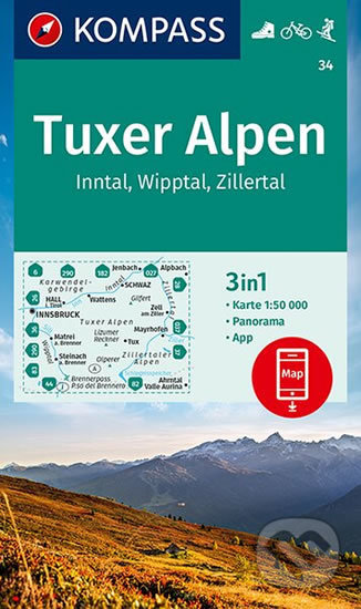Tuxer Alpen, Inntal, Wipptal, Zillertal 34 - kniha z kategorie Mapy