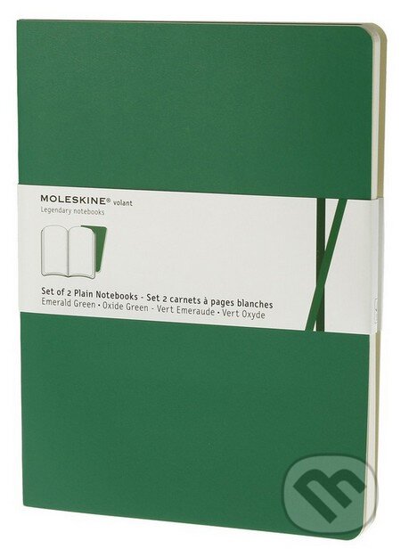 Moleskine - sada 2 veľkých čistých zápisníkov Volant (mäkká väzba) – smaragdovozelená, Moleskine