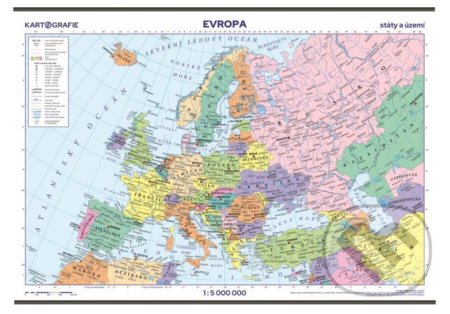 Evropa - školní fyzická nástěnná mapa, 136x96 cm/1:5 mil., Kartografie Praha, 2021
