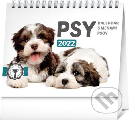 Stolový kalendár Psy 2022 (s menami psov), Presco Group, 2021