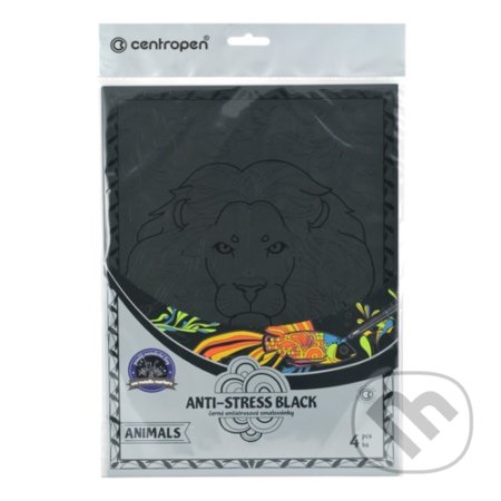 Antistresové omaľovánky - Animals čierne, Centropen, 2020
