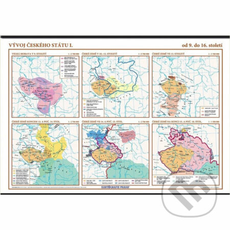 Vývoj českého státu I. (od 9. do 16. století) (Školní nástěnná mapa)