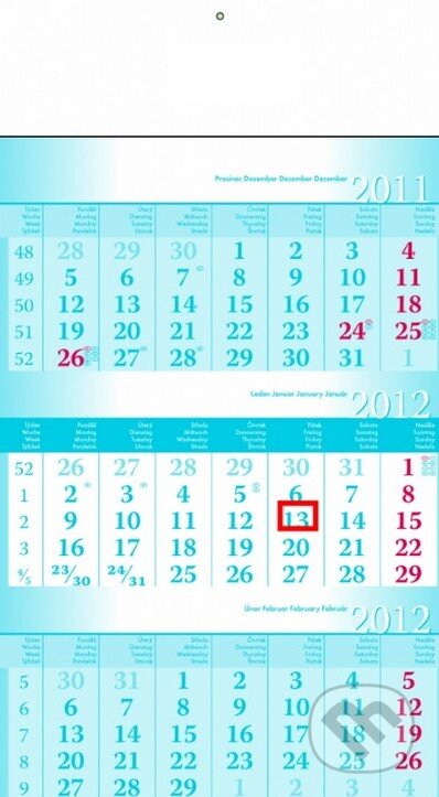 Trojmesačný kalendár Štandard (modrý) 2012, Presco Group, 2011