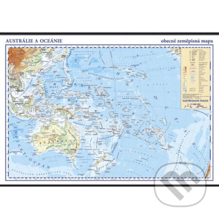 Austrálie a Oceánie - školní nástěnná zeměpisná mapa 1:13 mil./136x96 cm, Kartografie Praha, 2006