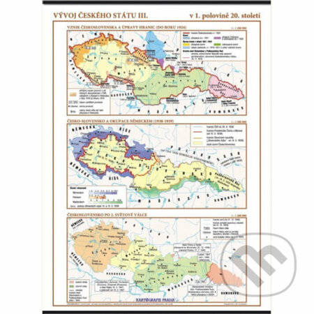 Vývoj českého státu III. (v 1. polovině 20. stol.) – školní nástěnná mapa/96 x 136 cm (Kartografie Praha)