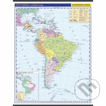 Jižní Amerika - školní nástěnná politická mapa 1:10 mil./96x126,5 cm, Kartografie Praha, 2006