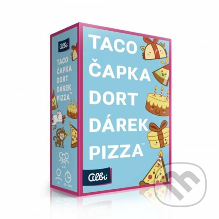 Taco, čapka, dort, dárek, pizza