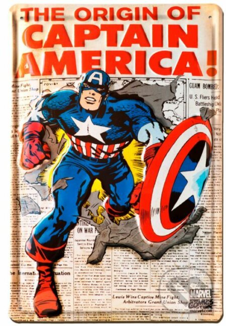 Plechová dekoratívna 3D ceduľa Marvel: Captain America, , 2020