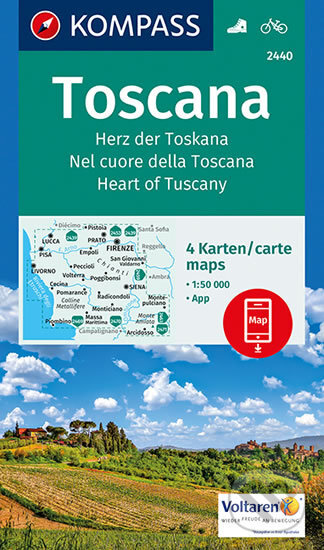 Toscana, Herz der Tscana (sada 4 map) 2440  NKOM, Kompass, 2017