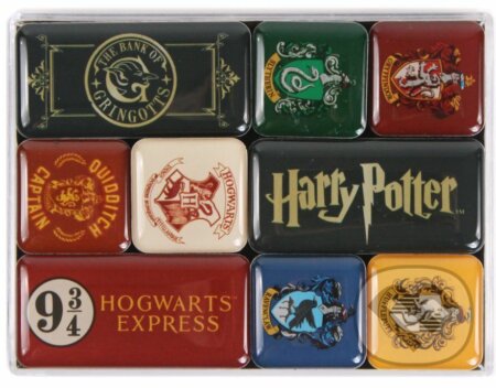 Set 9 kovových magnetov Harry Potter: Houses, Harry Potter, 2021