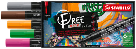 STABILO FREE Acrylic - T300 Okrúhly hrot 2-3mm - Vintage