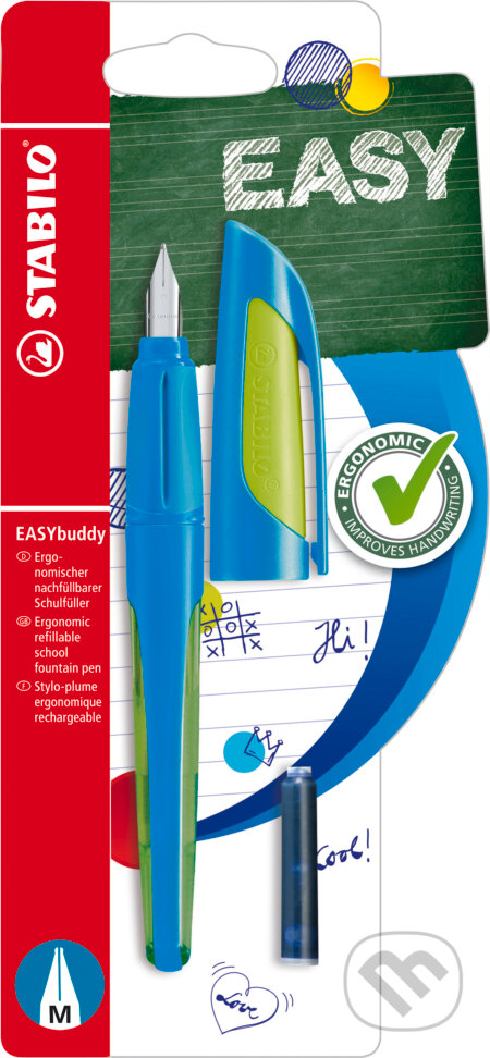 Školské plniace pero s hrotom M - FRESH EDITION vo svetlo modrej / limetkovej farbe, STABILO, 2021