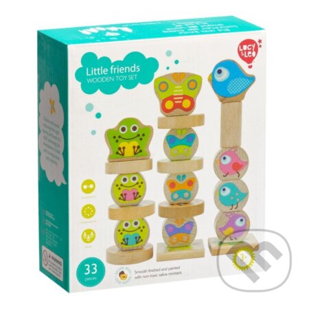 Lucy & Leo dřevěná balanční hra s předlohami - Zvířátka 33 dílů