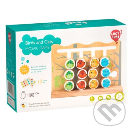 Lucy & Leo dřevěná motorická hra s předlohami - Ptáci a kočky - hra z kategorie Vzdělávací hry