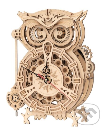 Hodiny Sova mechanické (Dřevěné 3D puzzle) - puzzle z kategorie 3D puzzle
