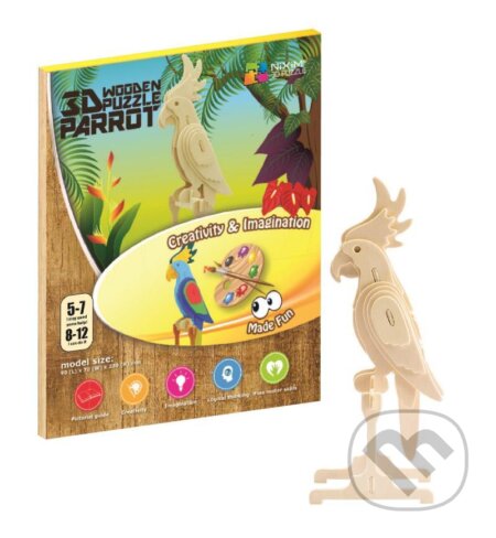 Papoušek (Dřevěné 3D puzzle) - puzzle z kategorie Zvířata