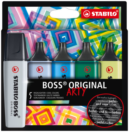 Zvýrazňovač - STABILO BOSS ORIGINAL - ARTY - 5 ks balenie