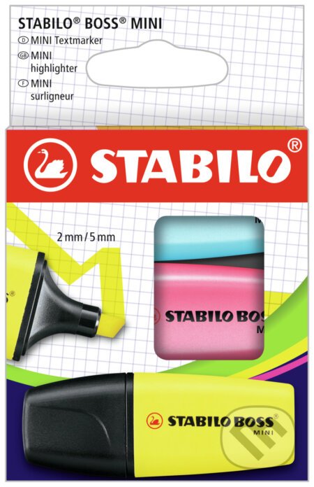 Zvýrazňovač - STABILO BOSS MINI - 3 ks balenie (žltá, modrá, ružová)
