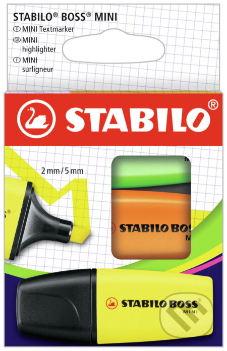 Zvýrazňovač - STABILO BOSS MINI - 3 ks balenie (žltá, oranžová, zelená)