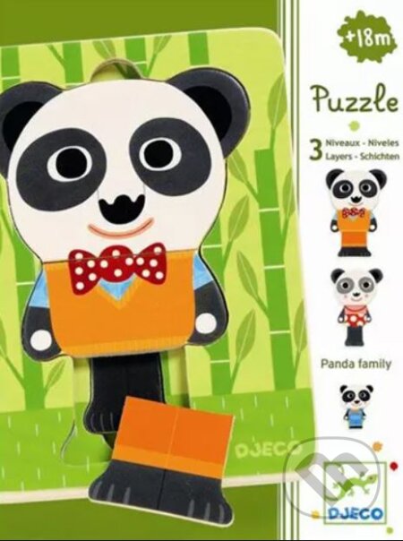 Trojvrstvové drevené puzzle: Panda, Djeco, 2014