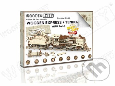 WOODEN EXPRESS – lokomotíva s koľajami - hra z kategorie 3D puzzle