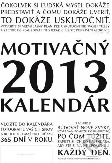 Motivačný kalendár 2013, I Can Academy, 2012