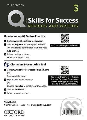 Q: Skills for Success: Reading and Writing 3 - Teacher´s Access Card, 3rd - Colin Ward, Oxford University Press, 2019