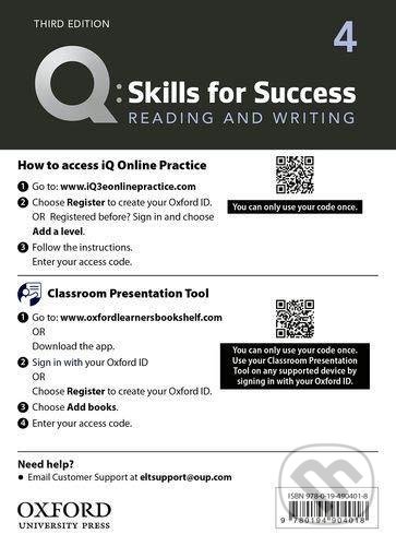 Q: Skills for Success: Reading and Writing 4 - Teacher´s Access Card, 3rd - Debra Daise, Oxford University Press, 2019